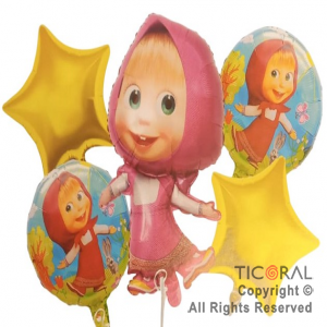 SET DE GLOBOS METALIZADO MASHA 5 UNIDADES X 1